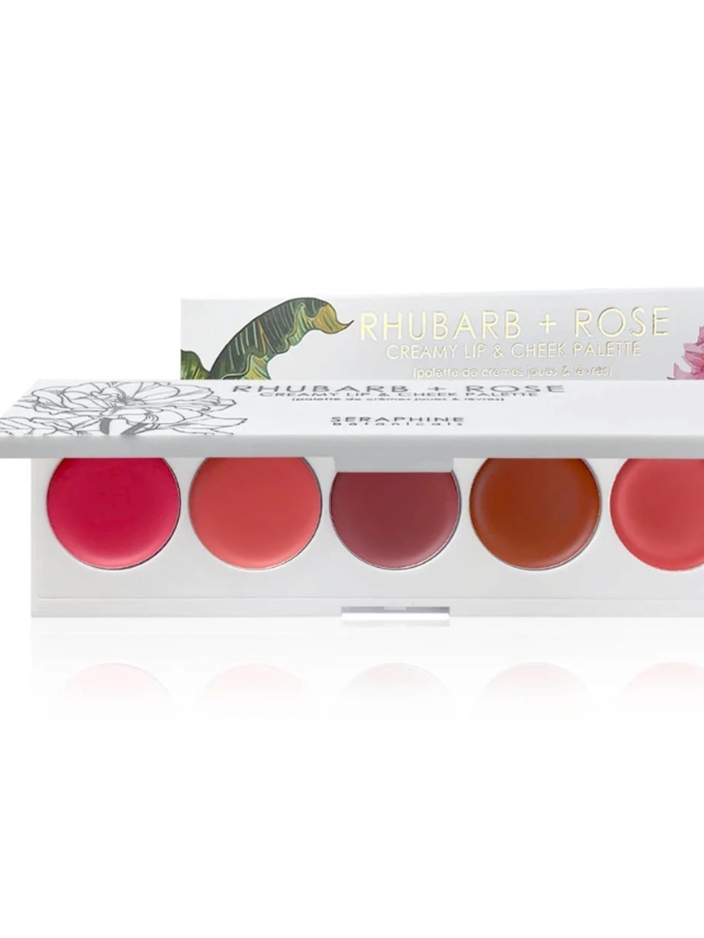 Seraphine Botanicals - Rhubarb + Rose - 5 Pan Creamy Lip and Cheek Palette